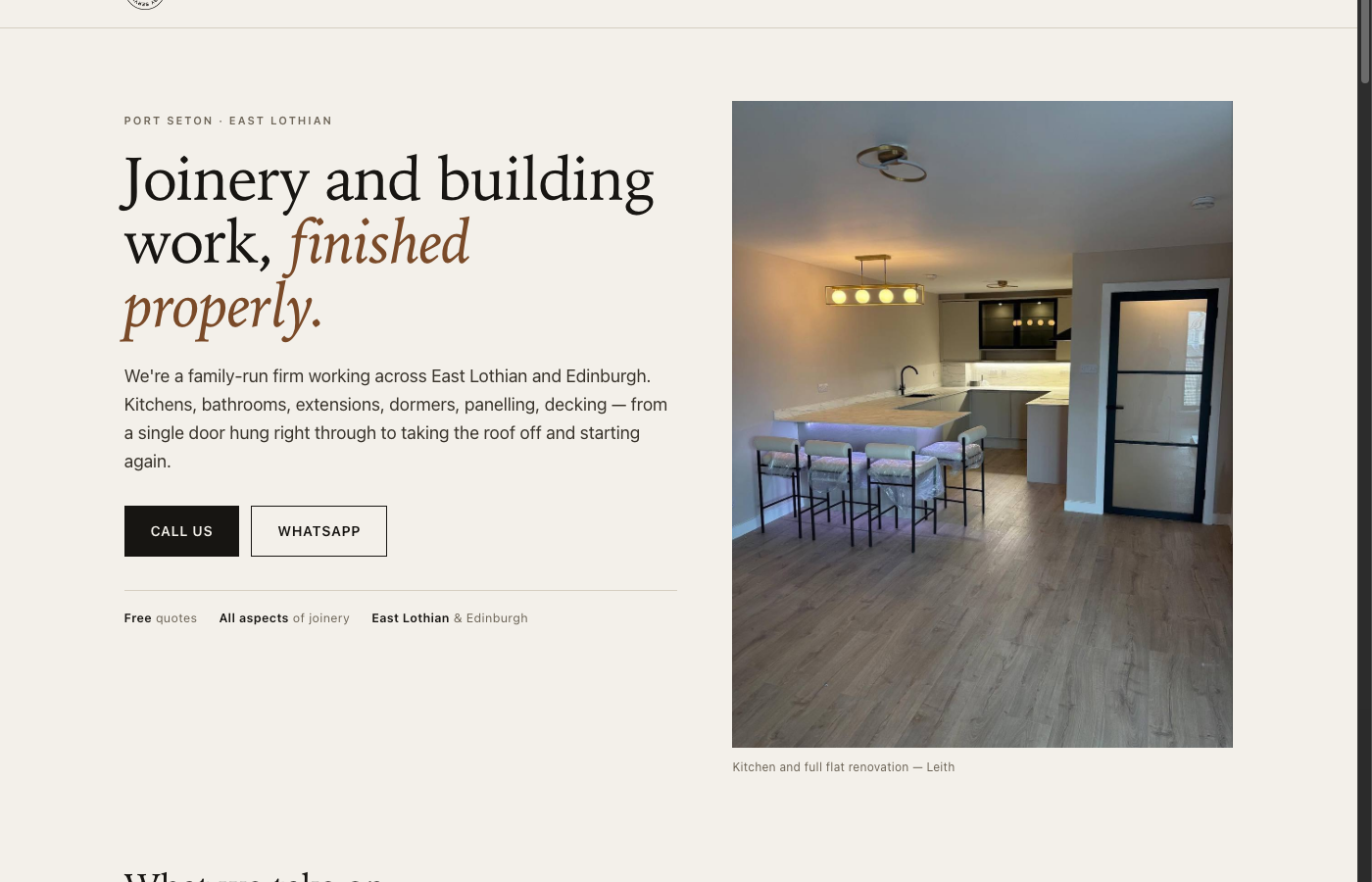 Recent joinery website build homepage